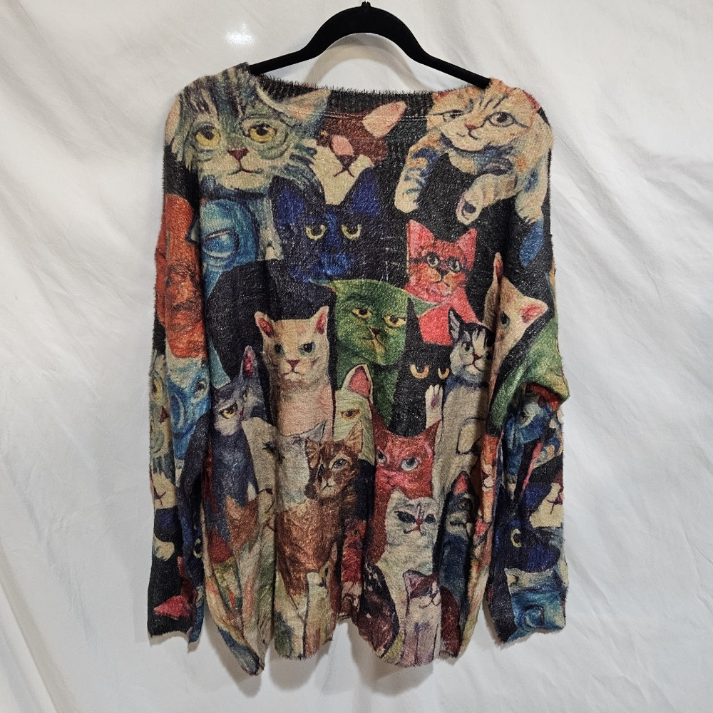 Colorful Cat Pattern Sweater